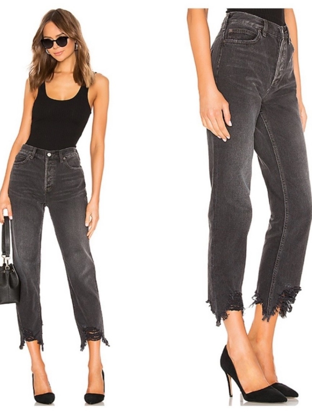Free People We The Free Cropped Mid-Rise Jeans with Destroyed Hem